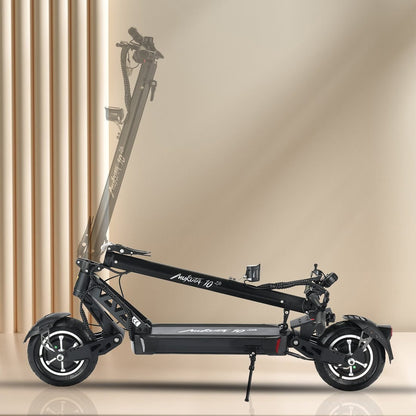 Black electric scooter on a beige background