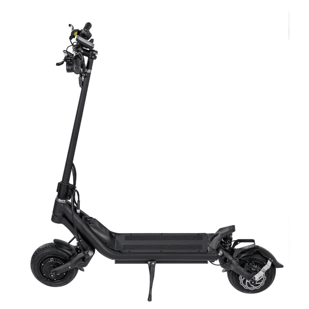 Black electric scooter on a white background