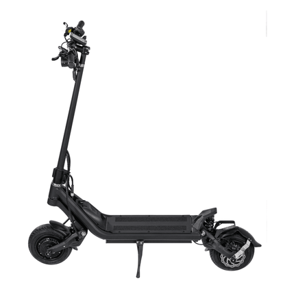 Black electric scooter on a white background