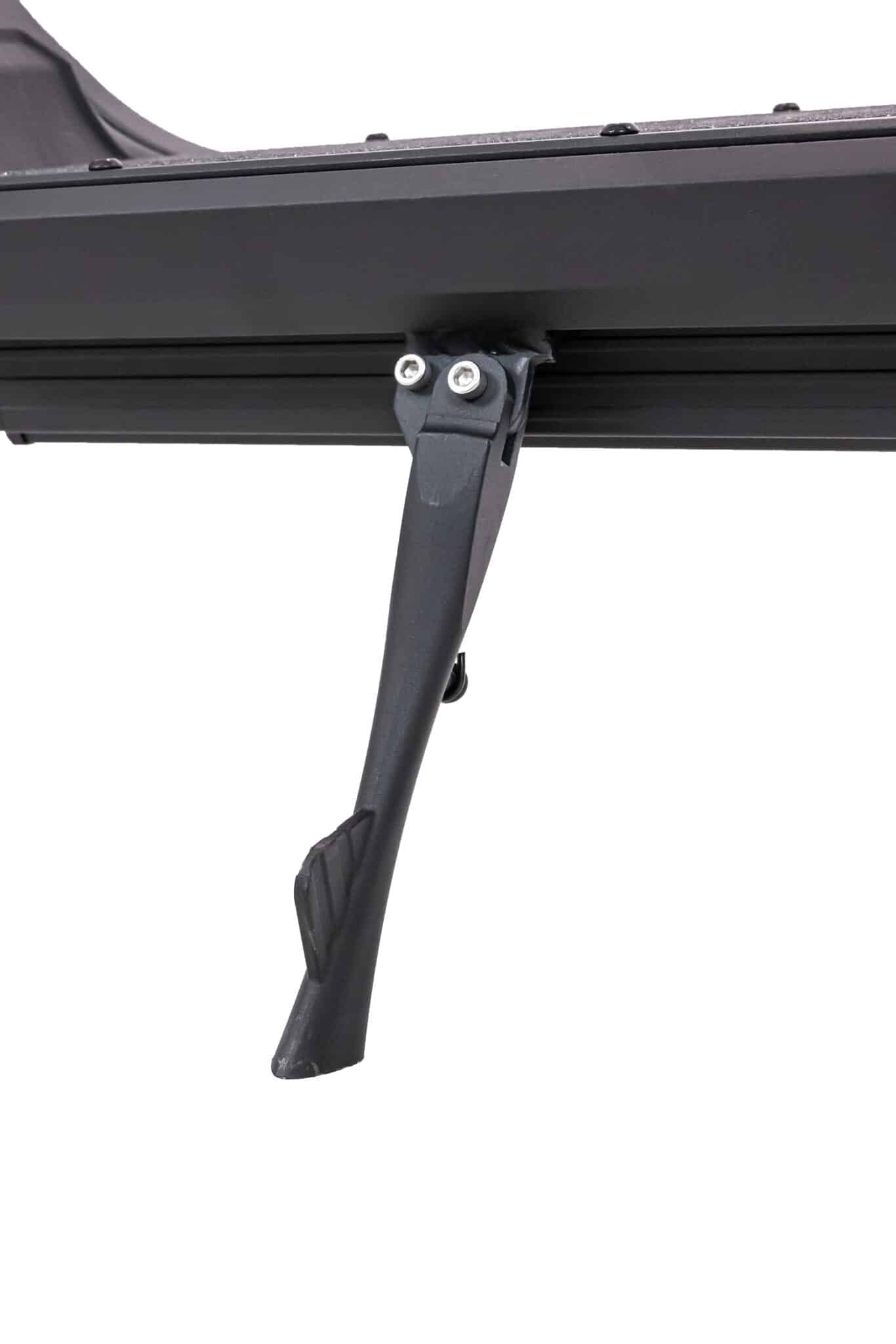 Close-up of a black car roof rack on a white background