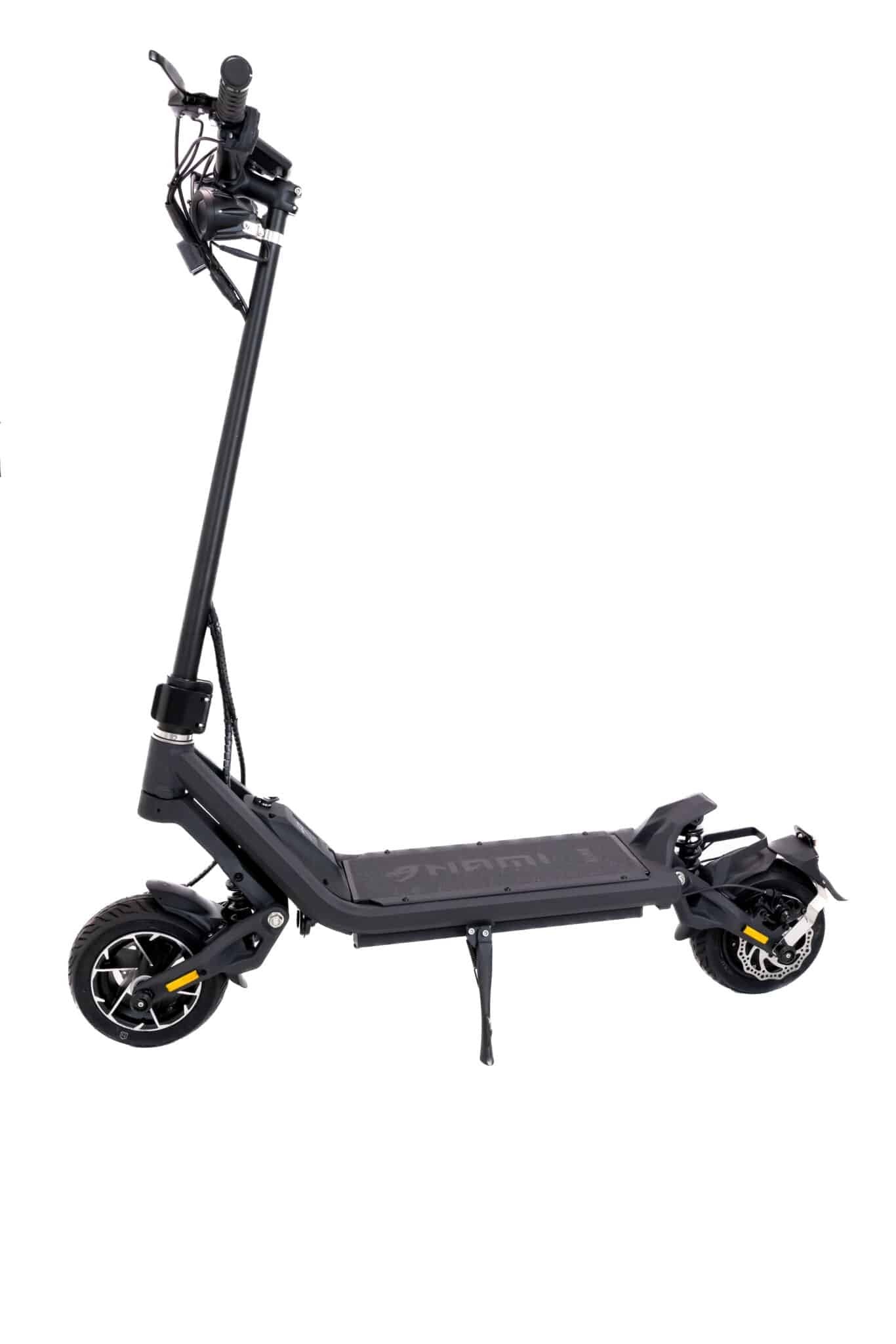 Black electric scooter on a white background