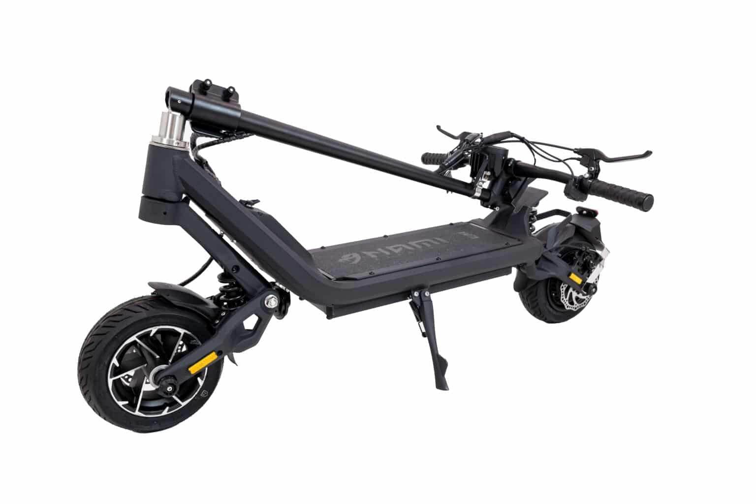 Black electric scooter on a white background