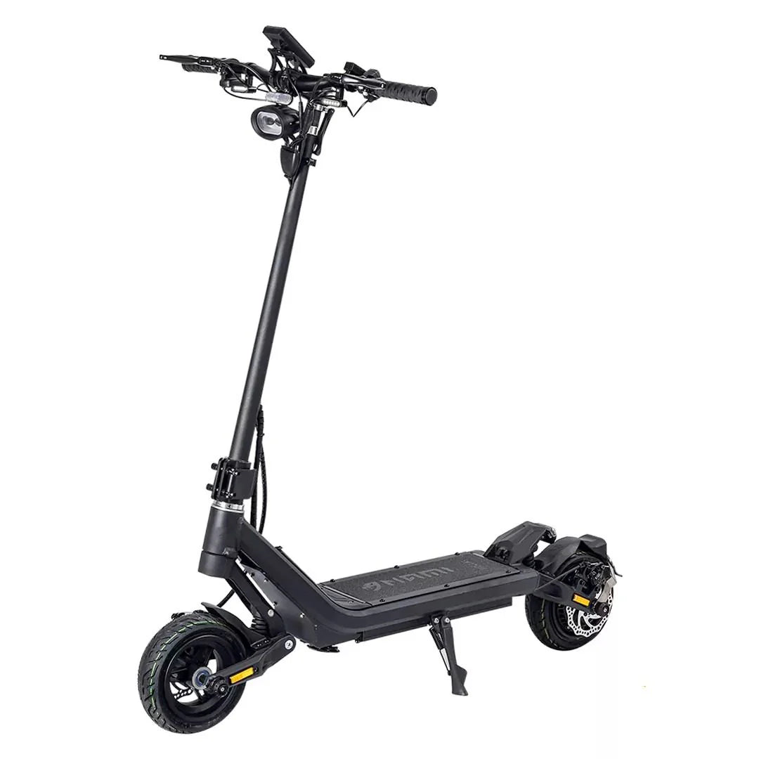 Black electric scooter on a white background