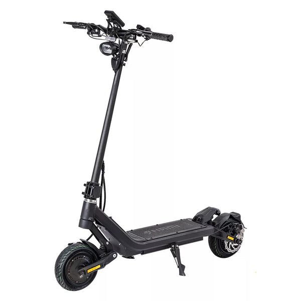Black electric scooter on a white background