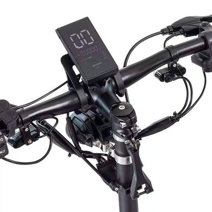 Bicycle handlebar with digital display on a white background