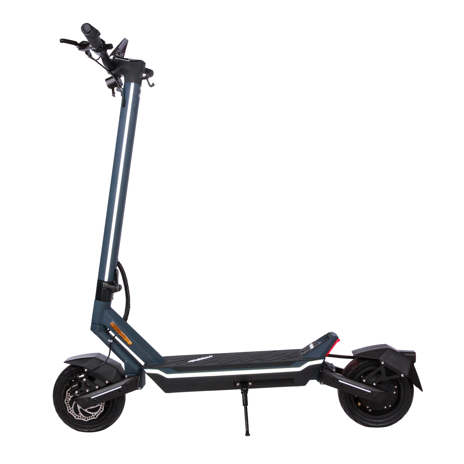Black electric scooter on a white background