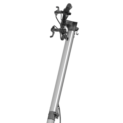 Telescopic pole with camera mount on a white background