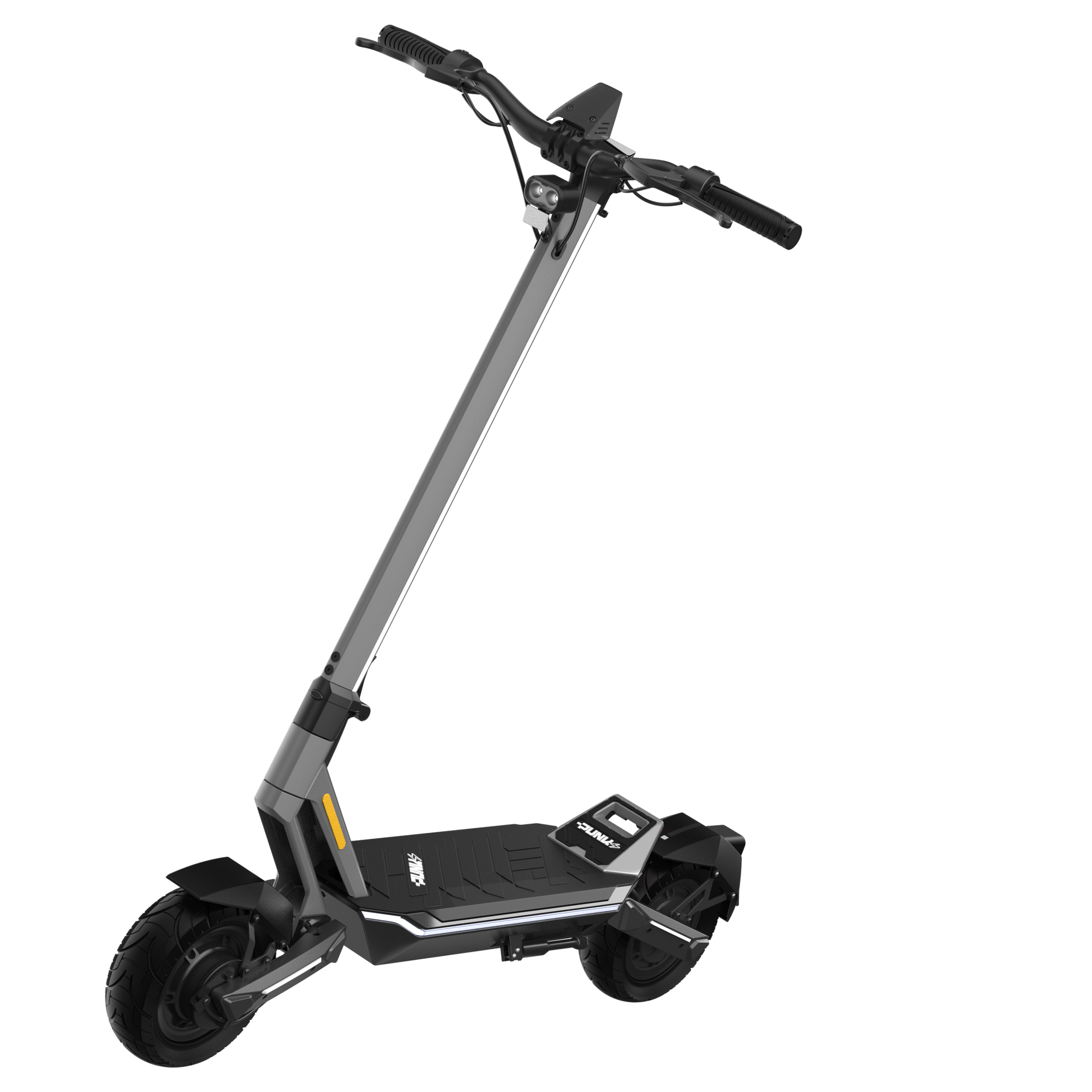 Black electric scooter on a white background