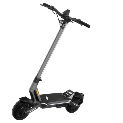 Black electric scooter on a white background