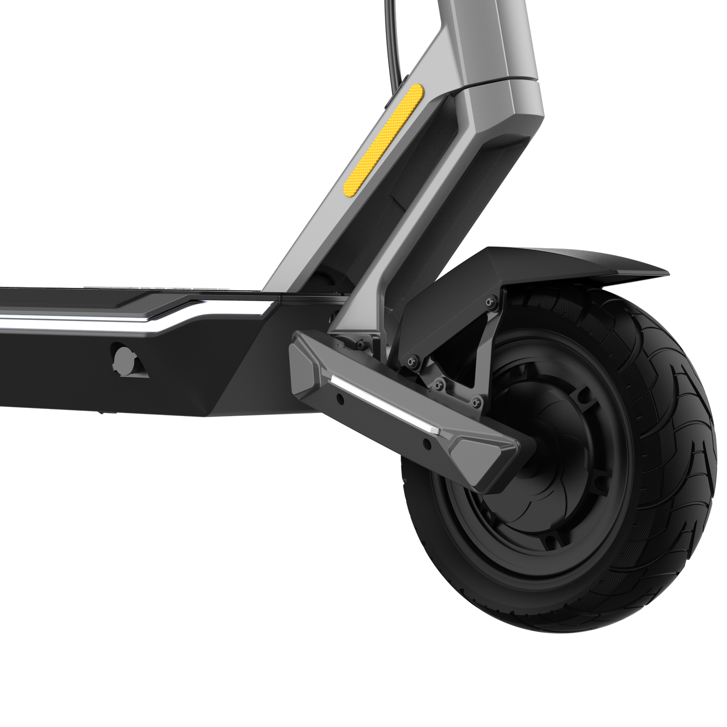 Close-up of a scooter wheel on a white background