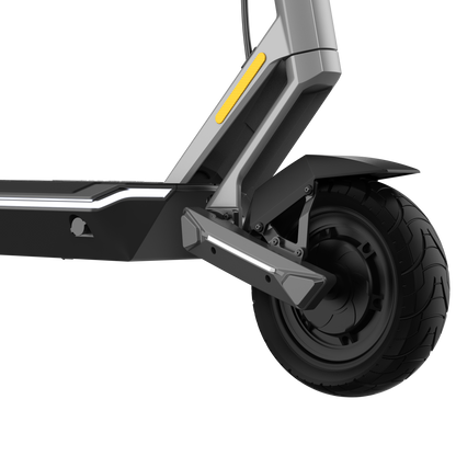 Close-up of a scooter wheel on a white background