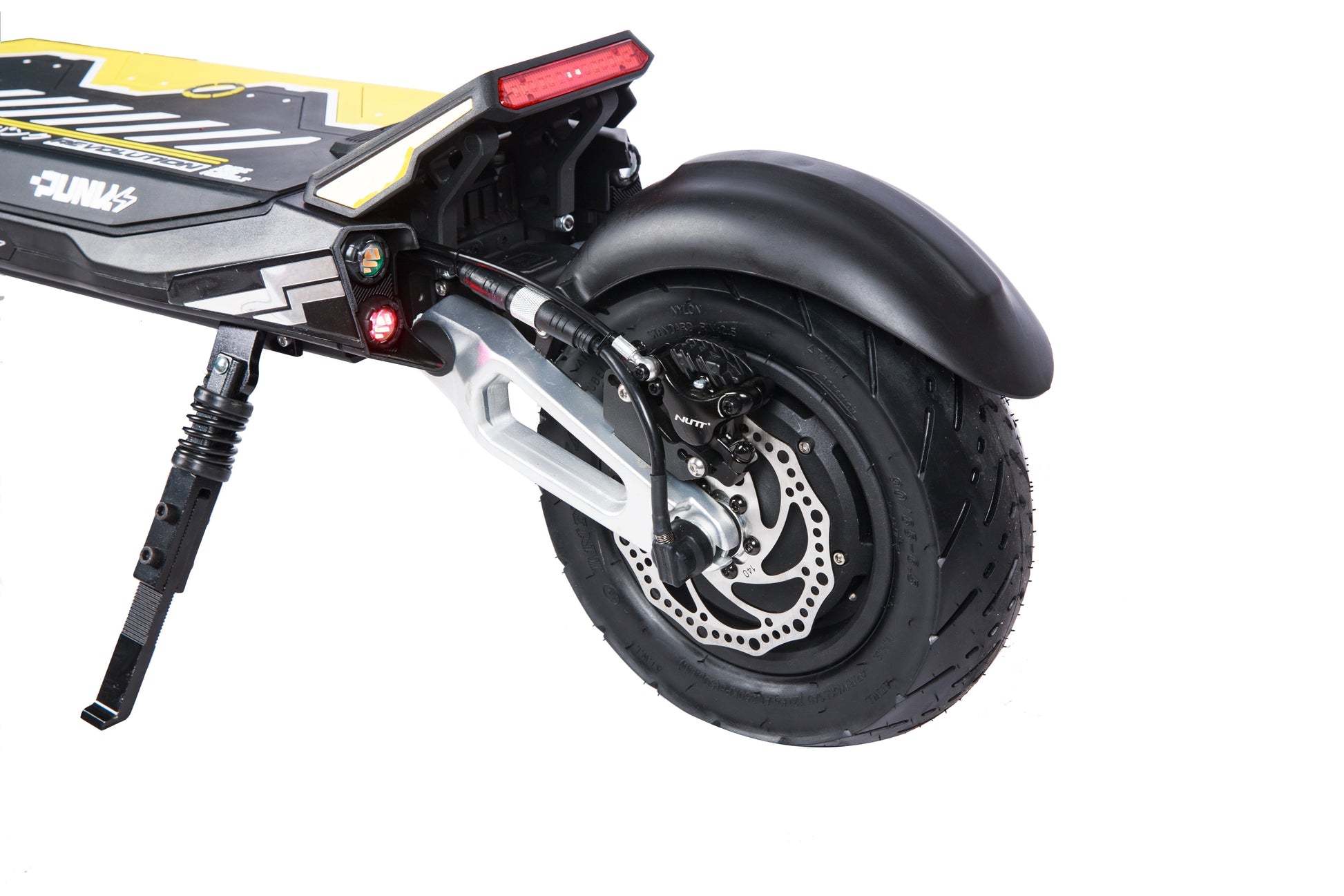 Punk Rebel Electric Scooter with dual motors, 3600W power, 84-mile range, hydraulic disc brakes, and large tires for commuting and off-road riding