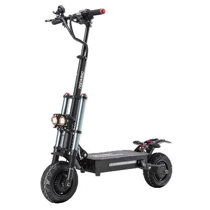 Black electric scooter on a white background