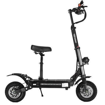 Teewing X5 Electric Scooter with 6000W dual motors, 75-mile range, all-terrain tires, hydraulic suspension, and advanced safety features