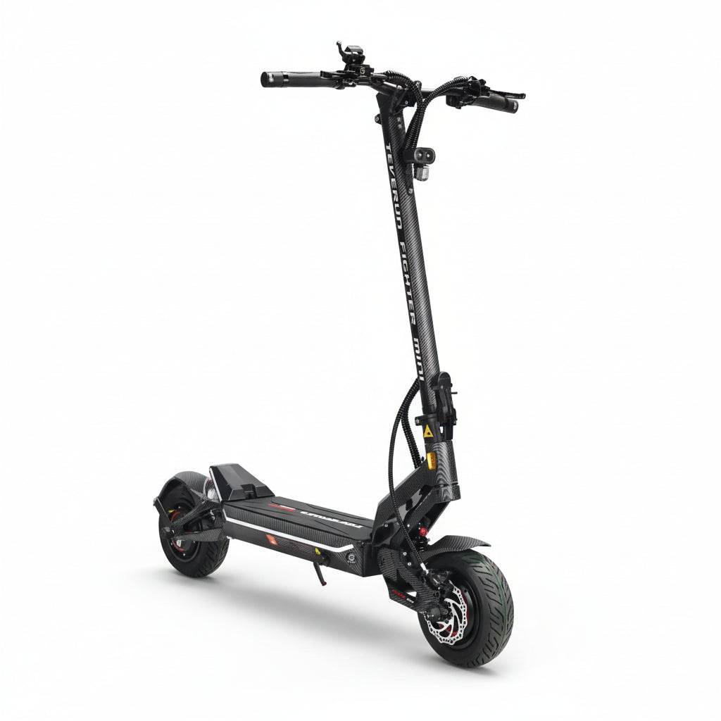 Black electric scooter on a white background