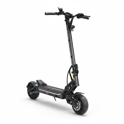 Black electric scooter on a white background