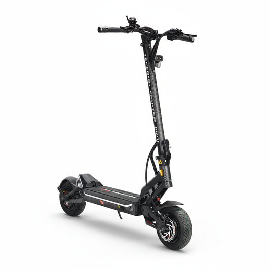 Black electric scooter on a white background