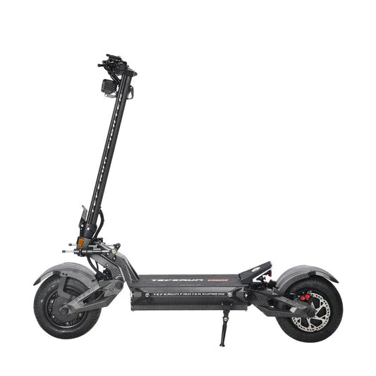 Teverun Fighter Supreme 7260R electric scooter studio view in black and carbon fibre