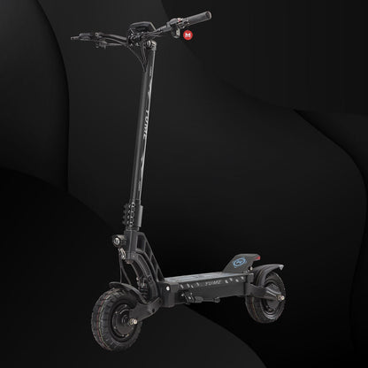 Black electric scooter on a dark background