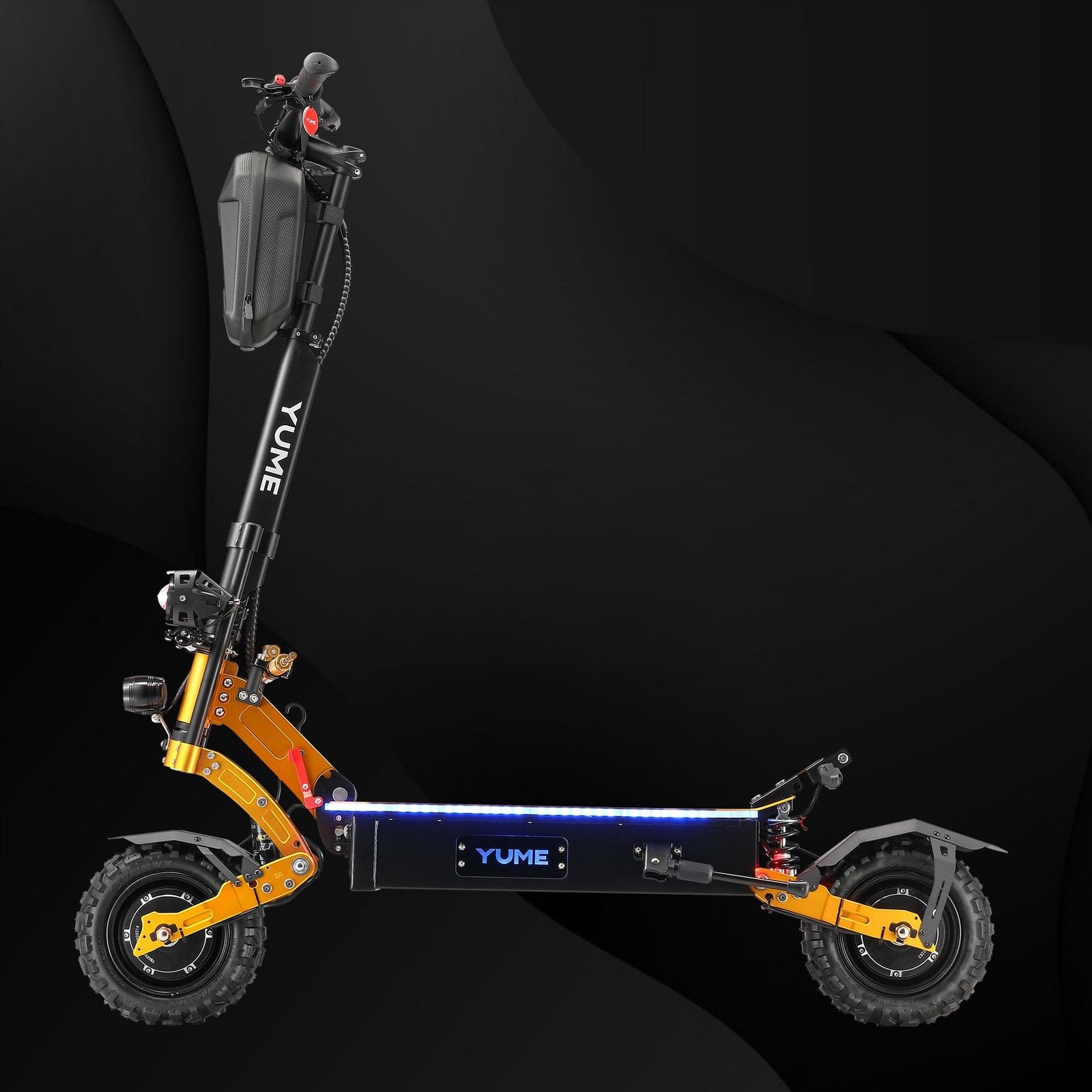 Yume electric scooter on a black background