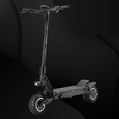 Black electric scooter on a dark background