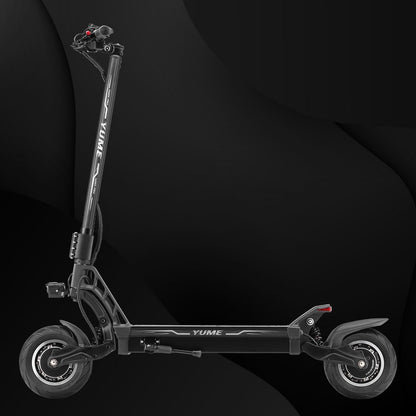Black electric scooter on a dark background