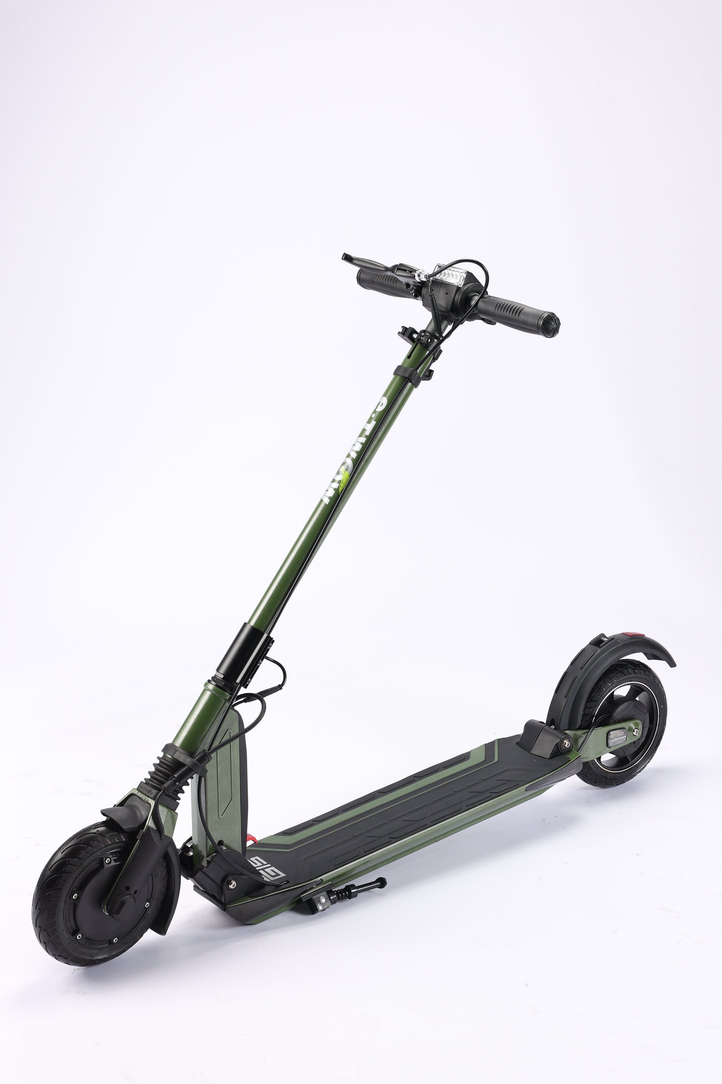 Green scooter on a white background