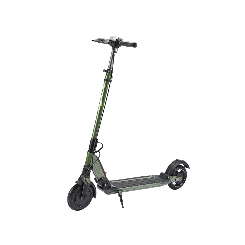 Green electric scooter on a white background