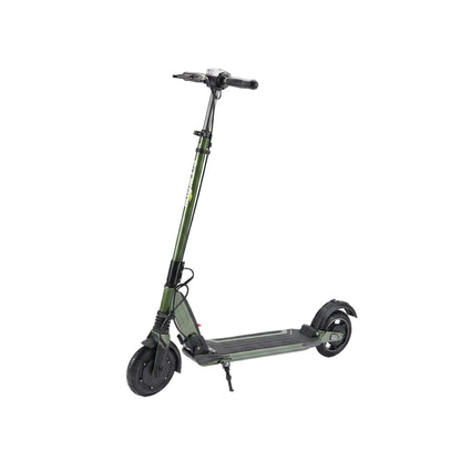 Green electric scooter on a white background
