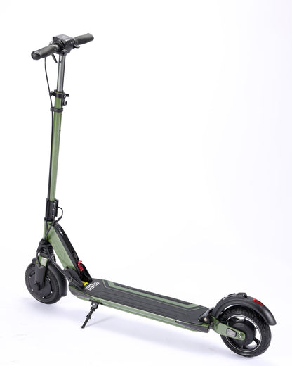Green electric scooter on a white background