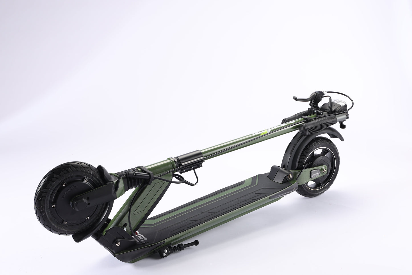 Green electric scooter on a white background