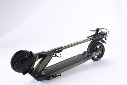 Green electric scooter on a white background