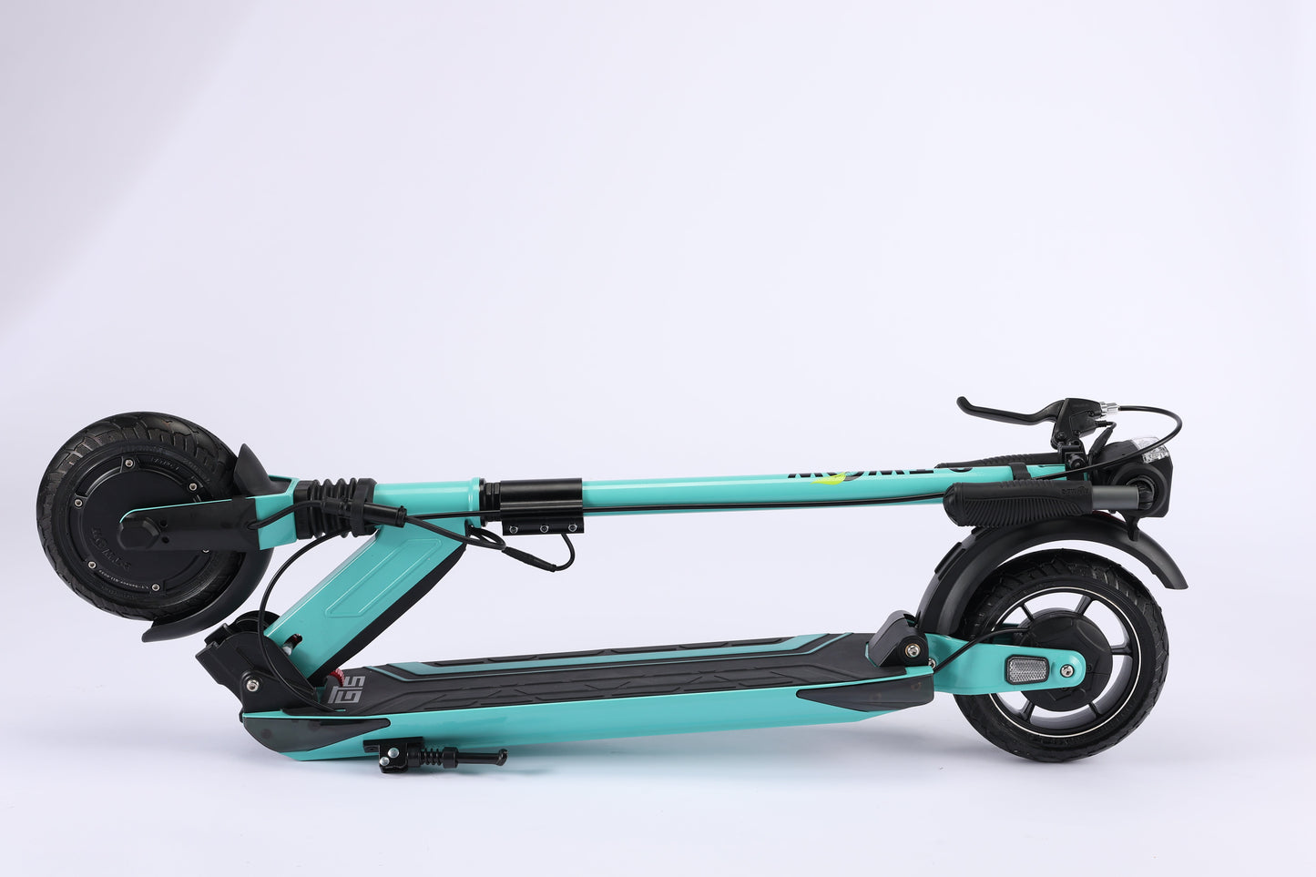 Teal electric scooter on a white background