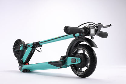 Teal electric scooter on a white background