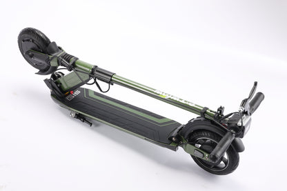 Green electric scooter on a white background