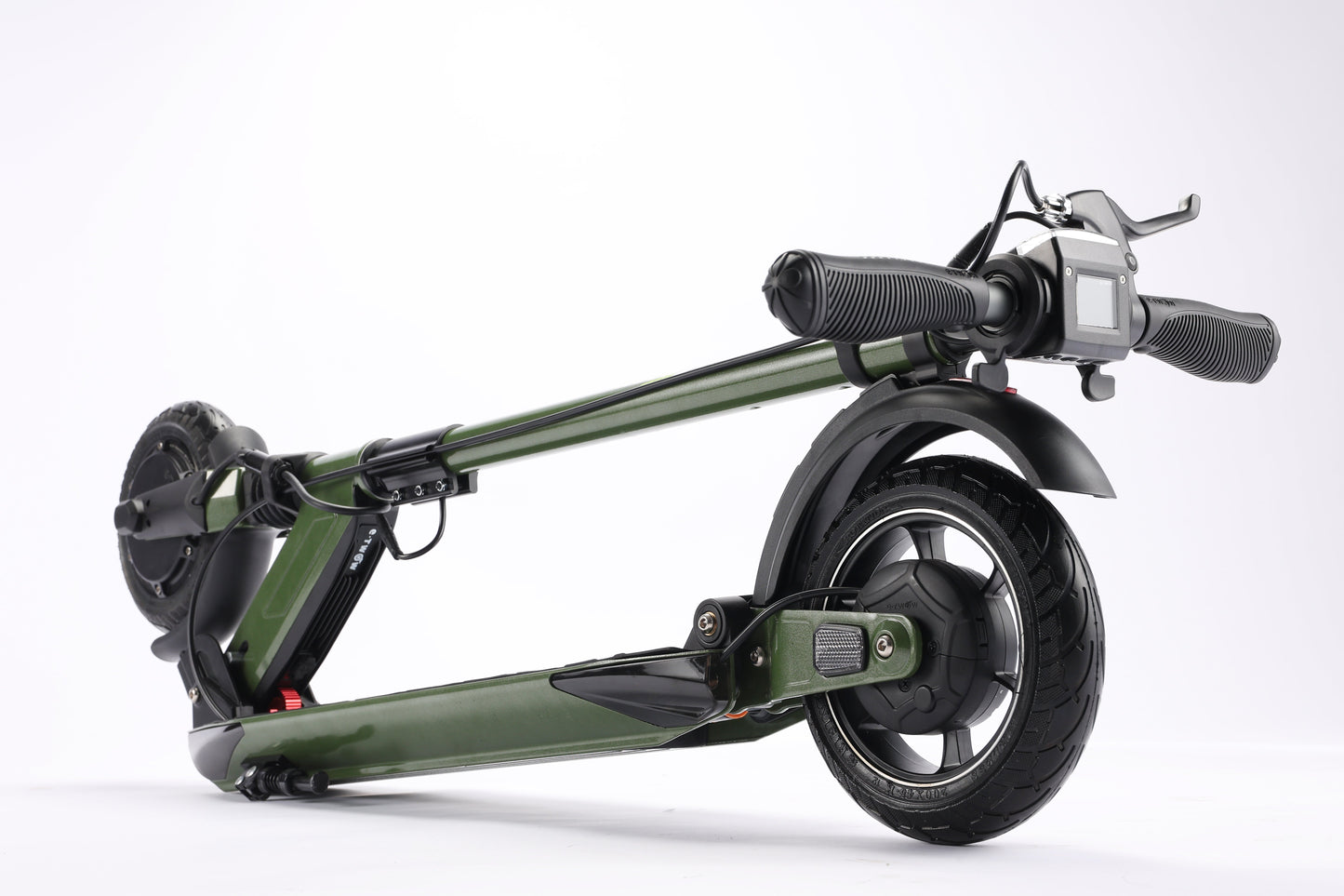 Green electric scooter on a white background