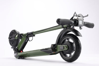 Green electric scooter on a white background