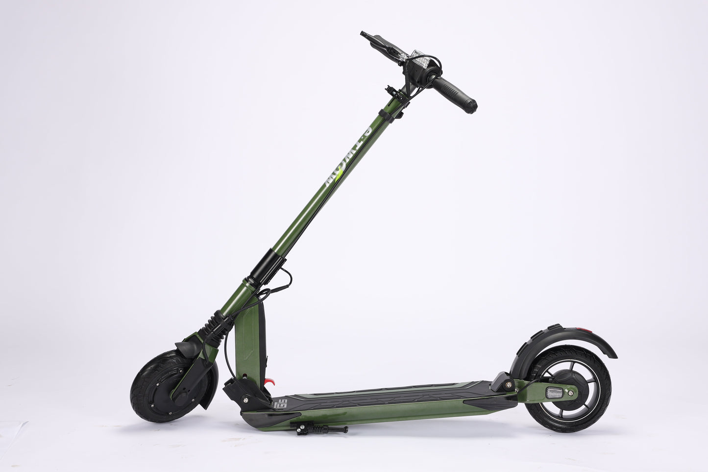Green electric scooter on a white background