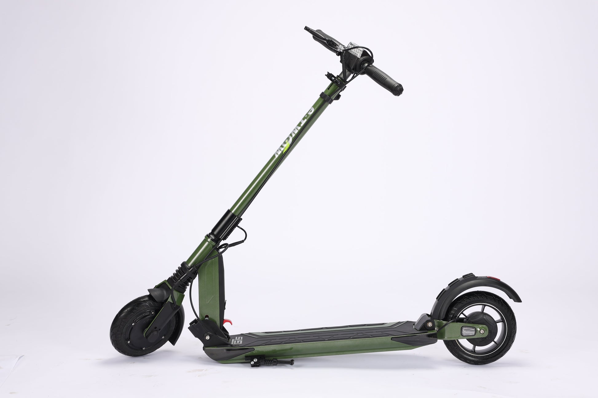 Green electric scooter on a white background