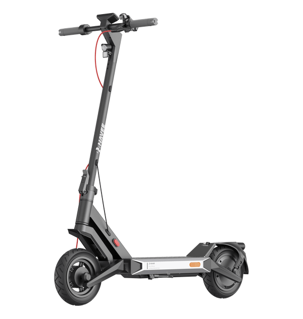 NAVEE S40 electric scooter in grey, front three-quarter view with the silver deck