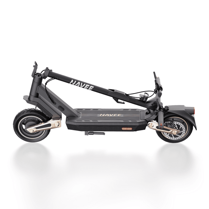Navee ST3 Pro electric scooter with 600W motor, 46.6-mile range, patented suspension, 10-inch tires, and smart safety features