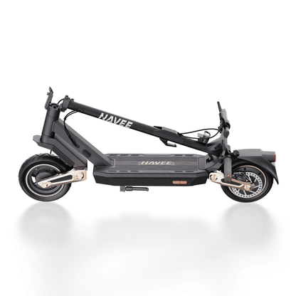 Navee ST3 Pro electric scooter with 600W motor, 46.6-mile range, patented suspension, 10-inch tires, and smart safety features