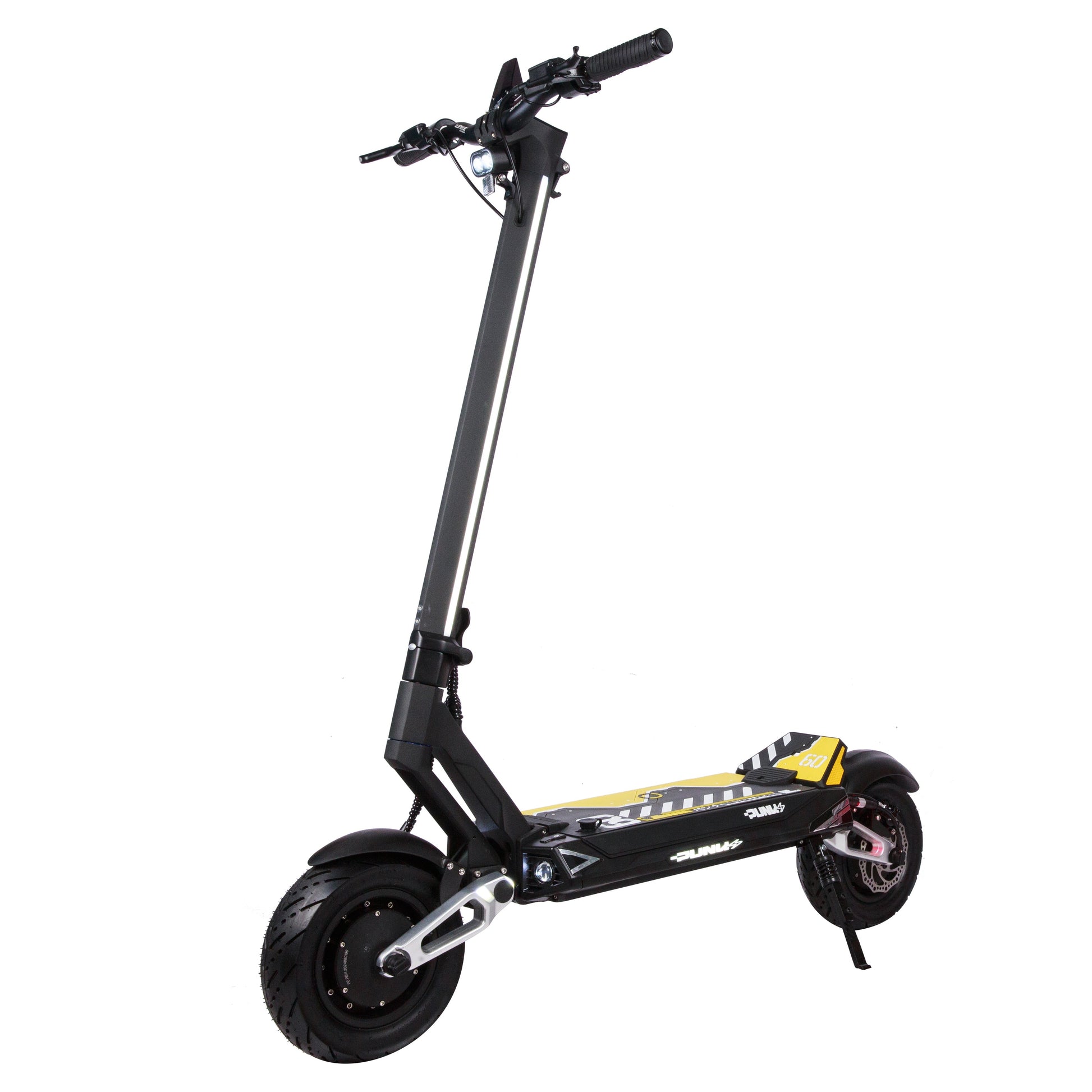 Black electric scooter on a white background