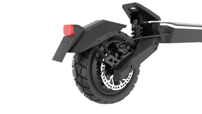 Black Punk Roamer Electric Scooter wheel with suspension fork on a white background