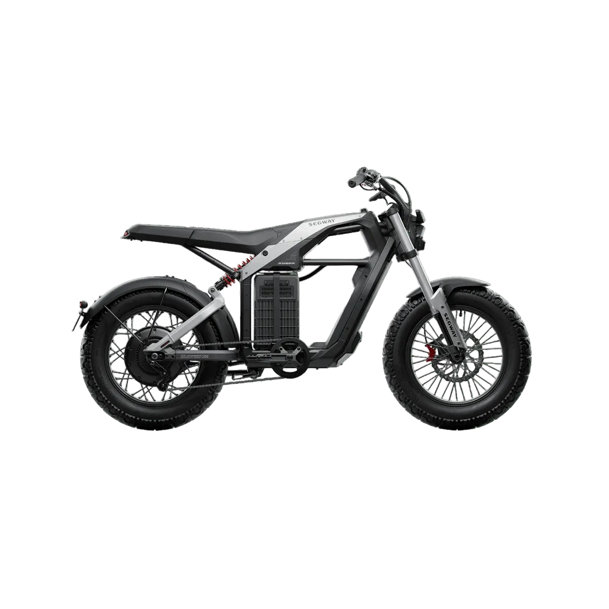 Electric bike with thick tires on a transparent background