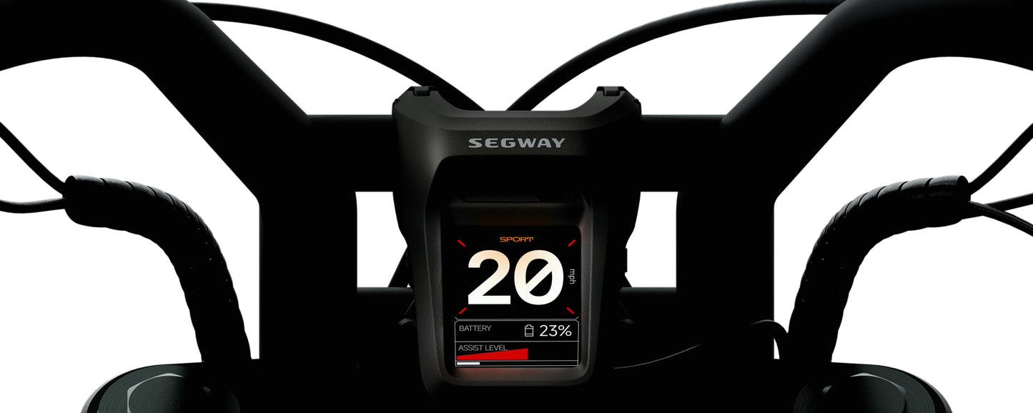 Segway handlebar with digital display showing '20' on a white background