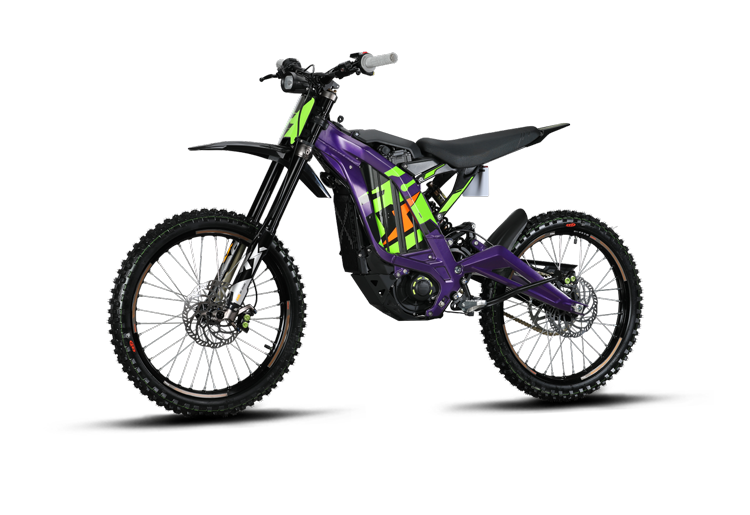 Surron Light Bee X electric dirt bike in Phantom Purple, side view