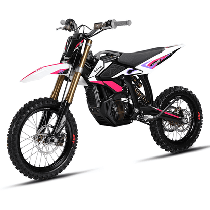 White and pink dirt bike on a white background