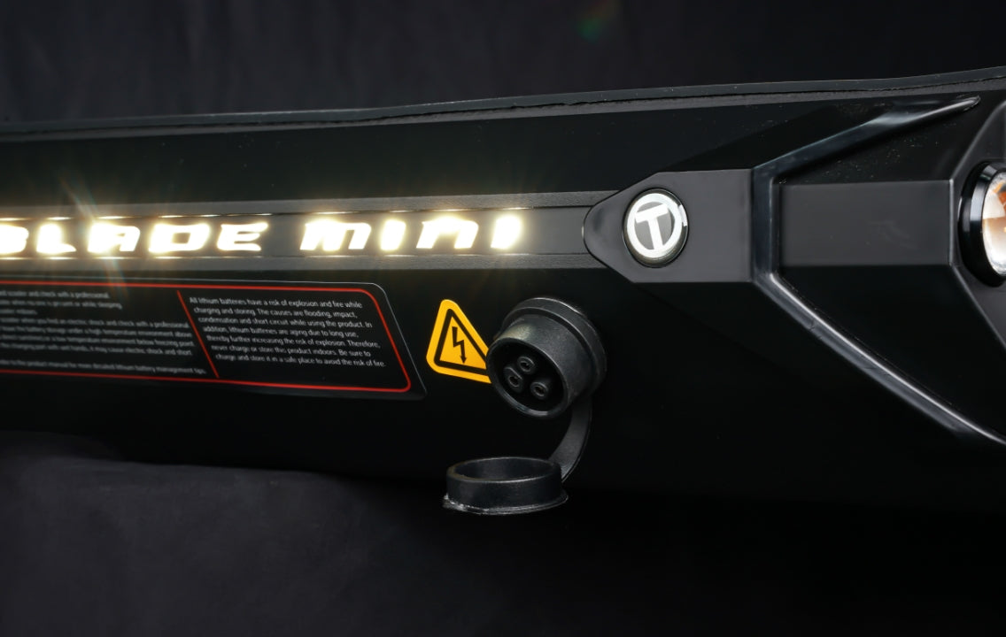 Close-up of a vehicle light bar with 'Blade Mini' branding on a black background