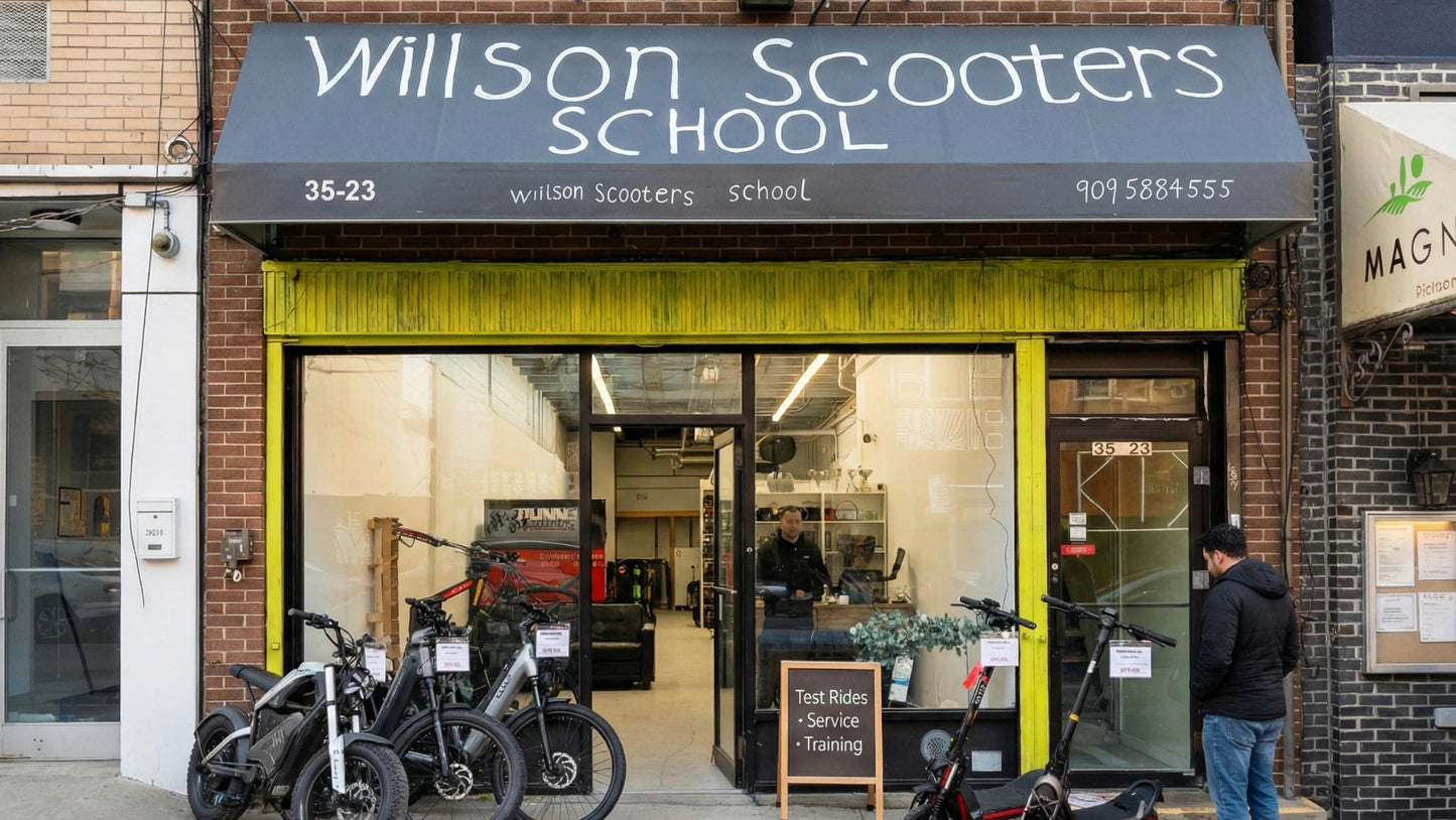 Willson Scooters School storefront with scooters outside